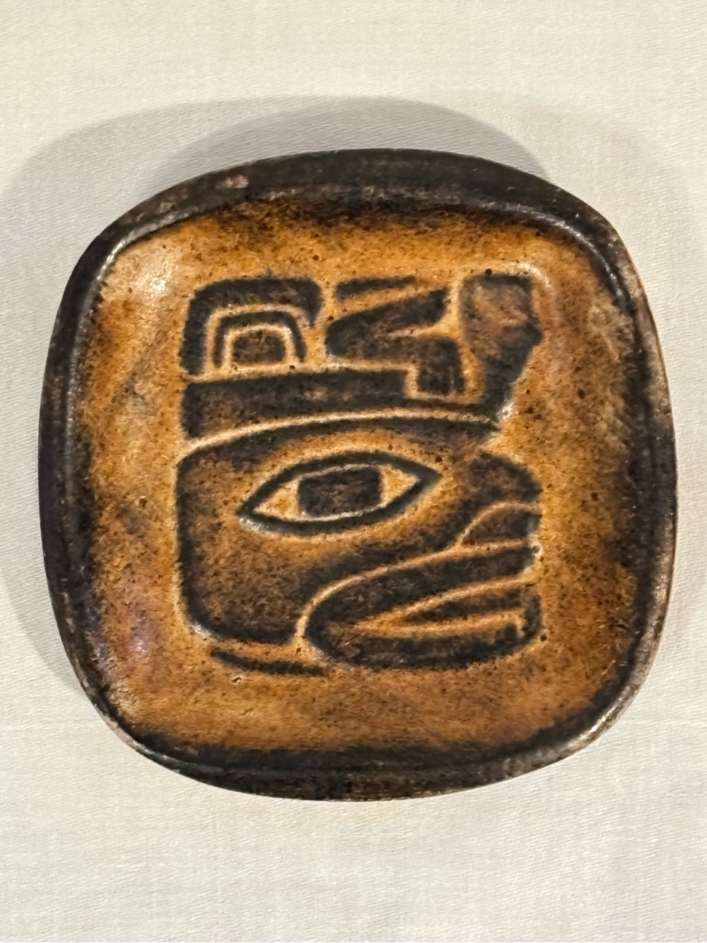 Ruth Meechan Tsimshian Bear & Man Handmade BC Clay Pottery Tray Trinket